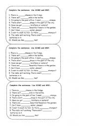 English Worksheet: some any