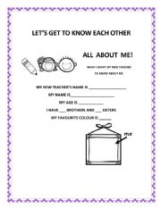 English Worksheet: ALL about me