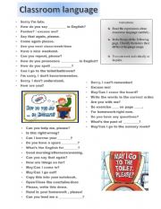 English Worksheet: CLASSROOM LANGUAGE 
