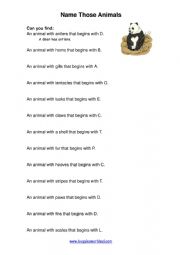 English Worksheet: Animals