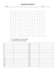 English Worksheet: adjective wordsearch