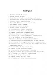 English Worksheet: Three hints food quiz