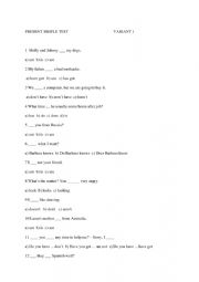 English test present simple