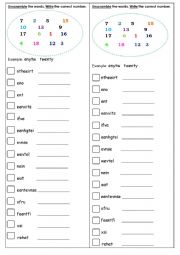 English Worksheet: Unscramble the words