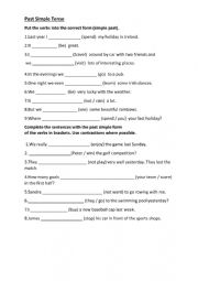 English Worksheet: Past Simple tense