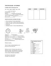 Worksheet song Two Steps Behind