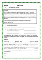English Worksheet: Advice letter to a friend