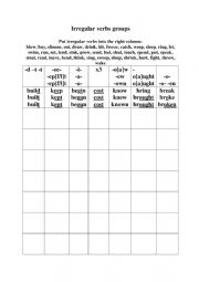 English Worksheet: Irregular verbs groups