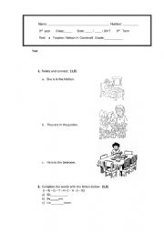 English Worksheet: Test elementary school 3rd grade