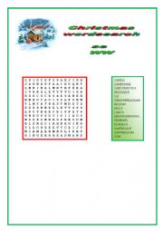 English Worksheet: CHRISTMAS WORDSEARCH