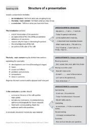 English Worksheet: Academic presentation phrases and structure