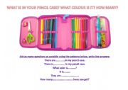 English Worksheet: What is in your pencil case? 