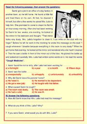 English Worksheet: Reading Comprehension