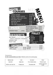 English Worksheet: At the restaurant