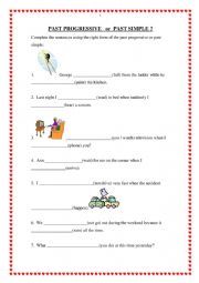 English Worksheet: Past simple or Past Progressive?