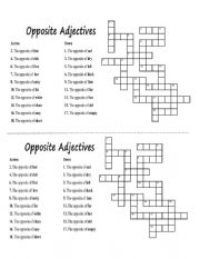 English Worksheet: OPPOSITE ADJECTIVES CROSSWORD 2