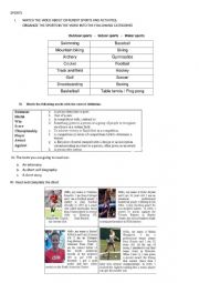English Worksheet: Sports