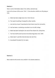 English Worksheet: Since and for