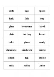 English Worksheet: Pictionary - Topic Food