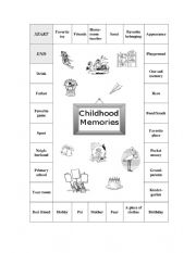 English Worksheet: Childhood memories_game