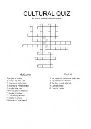 Crossword - cultural quiz on English-Speaking countries