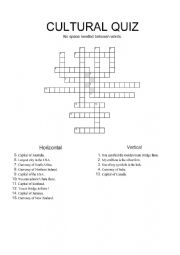 English Worksheet: Crossword - cultural quiz on English-Speaking countries