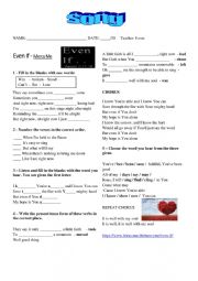 English Worksheet: Song: Even If