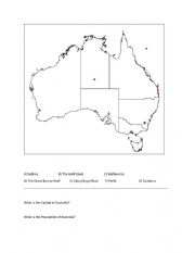 English Worksheet: Australia map