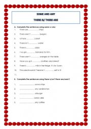 English Worksheet: The use of some and any
