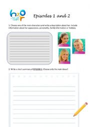 English Worksheet: H2O Episodes 1 and 2