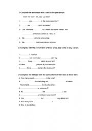 English Worksheet: Past Simple there is/are there was/were