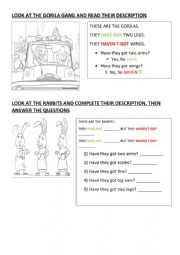 English Worksheet: Sing The movie! Look and describe the characters using HAVE GOT & HAVENT GOT