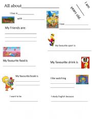 English Worksheet: All about me The Simpsons