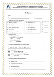 English Worksheet: Greetings and to be Activities