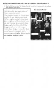 English Worksheet: Describing Family Members, Appearance, Verb to Be and Have Got