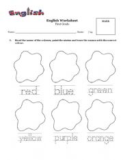 English Worksheet: Colours