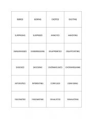 English Worksheet: ED/ING ADJECTIVES SPEAKING CARD
