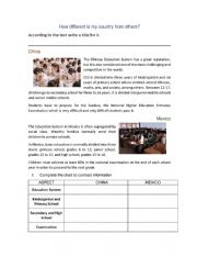 English worksheet: Compare and contrast information