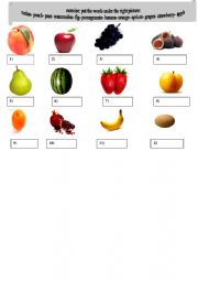 English Worksheet: Fruits exercise