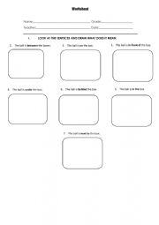 English Worksheet: Prepositions of places- Read and Draw