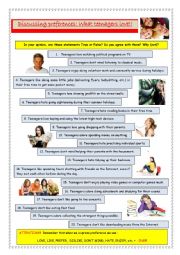 English Worksheet: TEENAGERS AND THEIR LIFE STYLE 