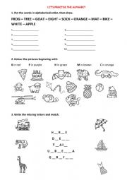 English Worksheet: LETS PRACTISE THE ALPHABET