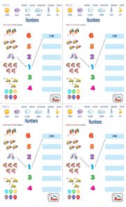 English Worksheet: Numbers 1 - 6