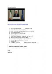 English Worksheet: Prime Minister of Ireland Speech about Coronavirus