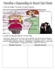 English Worksheet: Responding to News 