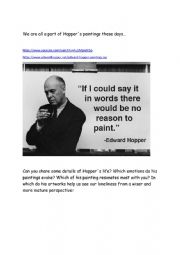 English Worksheet: Speaking-Writing prompt about Edward Hopper and Loneliness