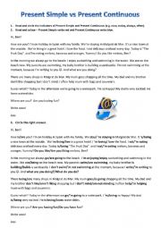 English Worksheet: Present simple V/S Present continuous