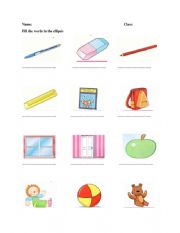 English Worksheet: school things