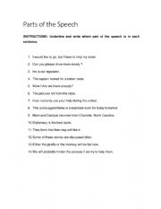 English Worksheet: Part of the Speech