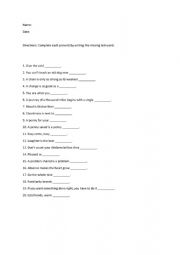 English Worksheet: Fill in the blanks - Proverbs